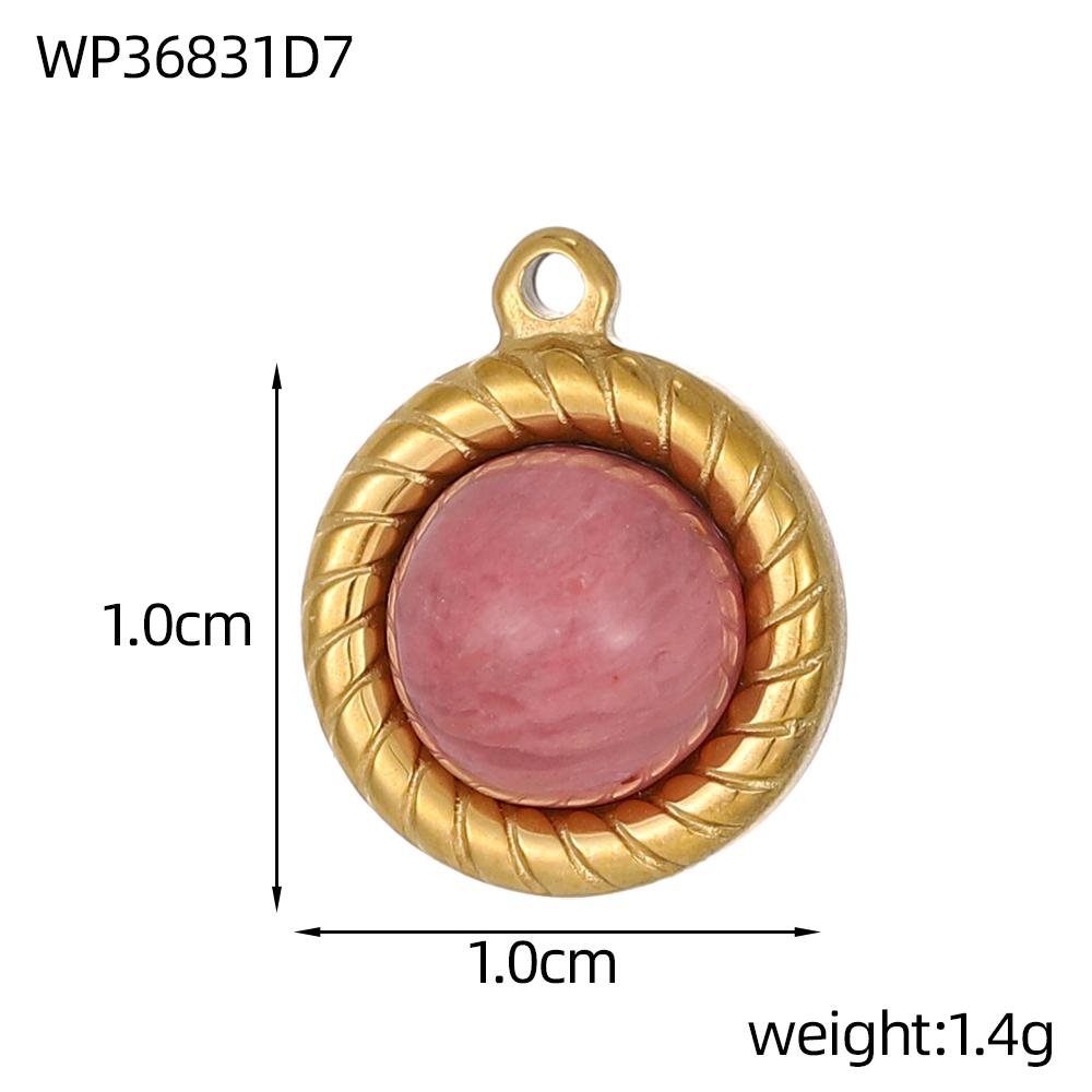 

CARLIDANA Vintage Stainless Steel Pendant Gold Plated Multi-Colored Round Natural Stone Handmade Diy Necklace Jewelry Charms