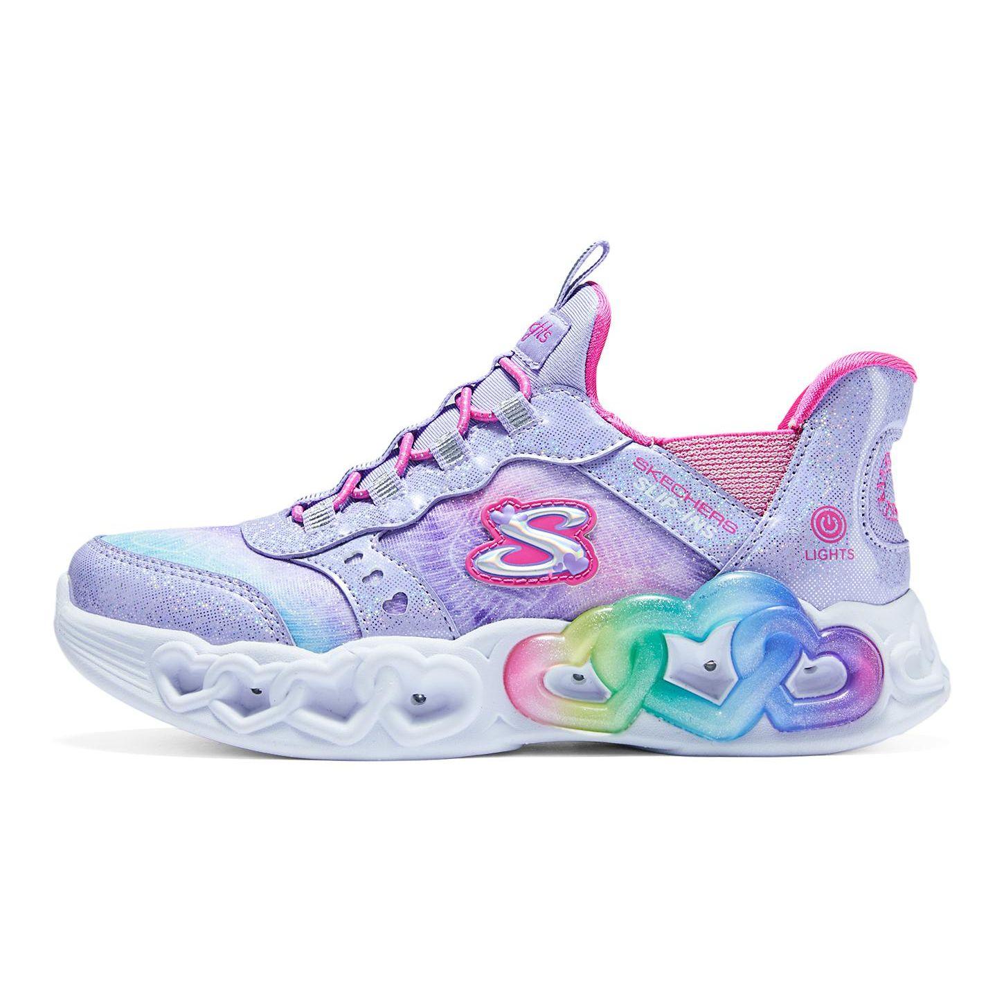 Skechers Girls Slip-Ins Flash Technology Versatile Simple Comfortable Mid-Top Casual Shoes Kids sneaker Silver Purple 303755L-LVMT 32