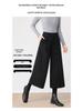 Women's Plus Size Dark Grey Wool-Blend Straight Leg Cropped Pants - Loose, Casual, Petite, Thickened for Spring & Autumn