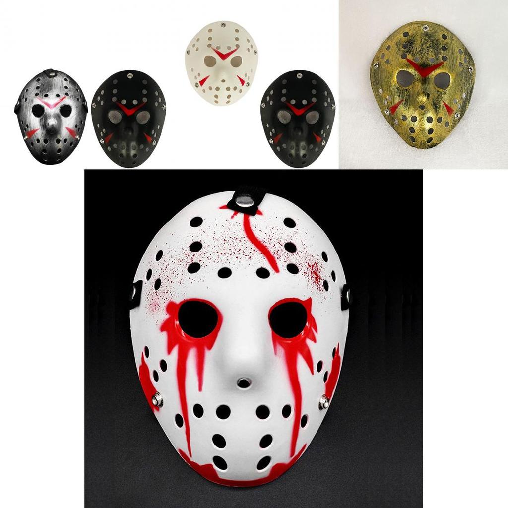 Maska Jasona z efektem krwi na Halloween, przerażające rekwizyty w różnych kolorach