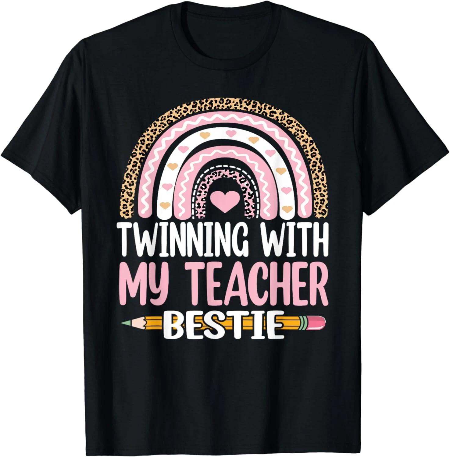 Twinning with my teacher bestie rainbow Matching teachers Gift Unisex T-Shirt M