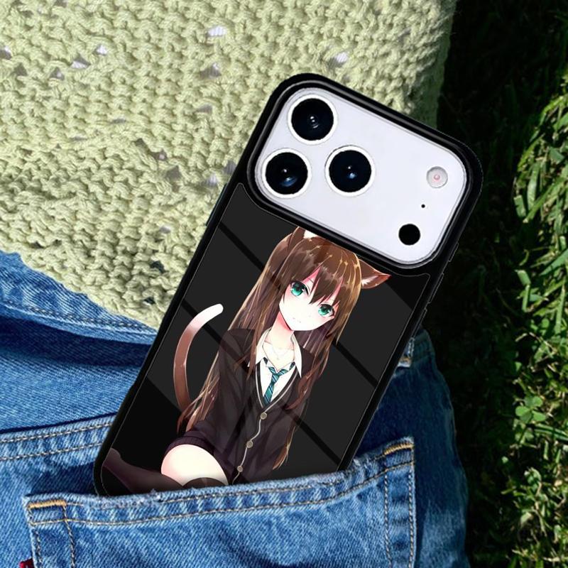 Anime Cat Girl Phone Case Cover for IPhone 11 12 13 14 15 16e 17 Pro Max Coque for IPhone 17 Air