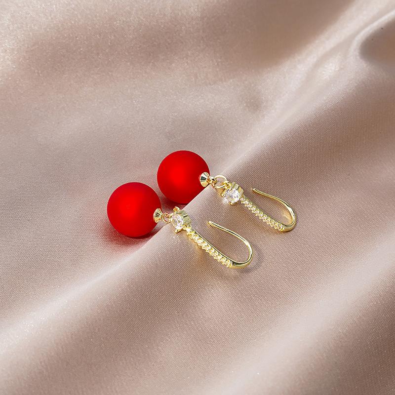 Exquisite Micro-Inlaid Zircon Large Pearl Earrings, Long French Simple Temperament Elegant Commuter Earrings