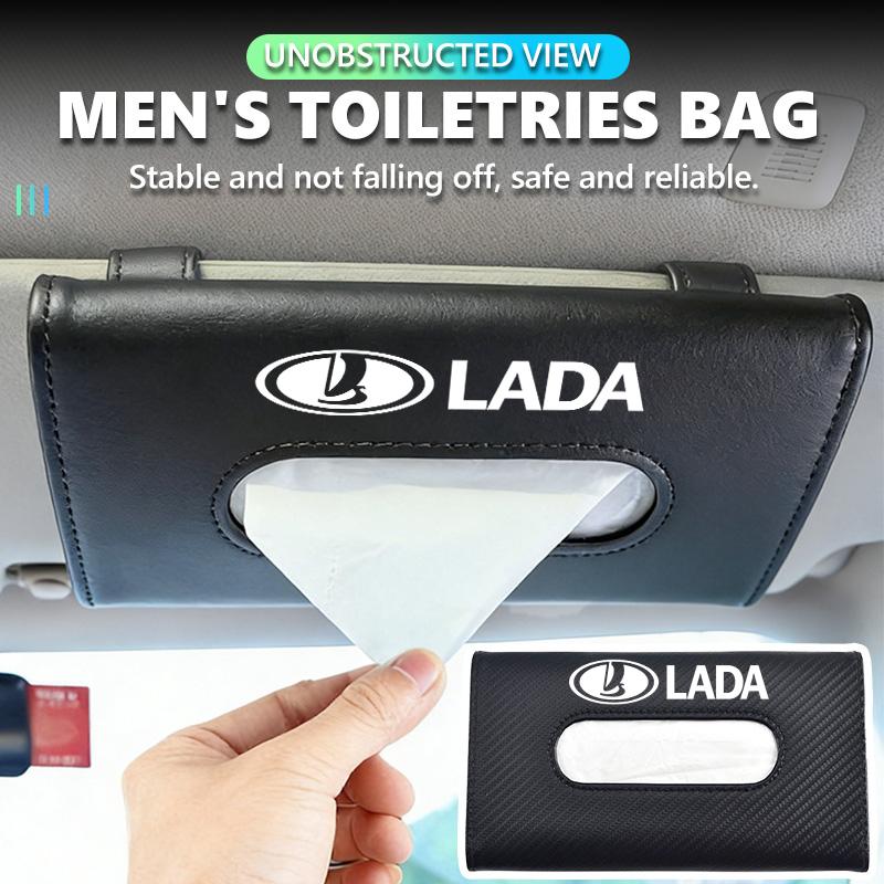 For Lada Car Tissue Box Sun Visor Leather Tissue Box Interior Holder Storage Accessories Niva Vesta Granta Riva Samara Priora ZZ19