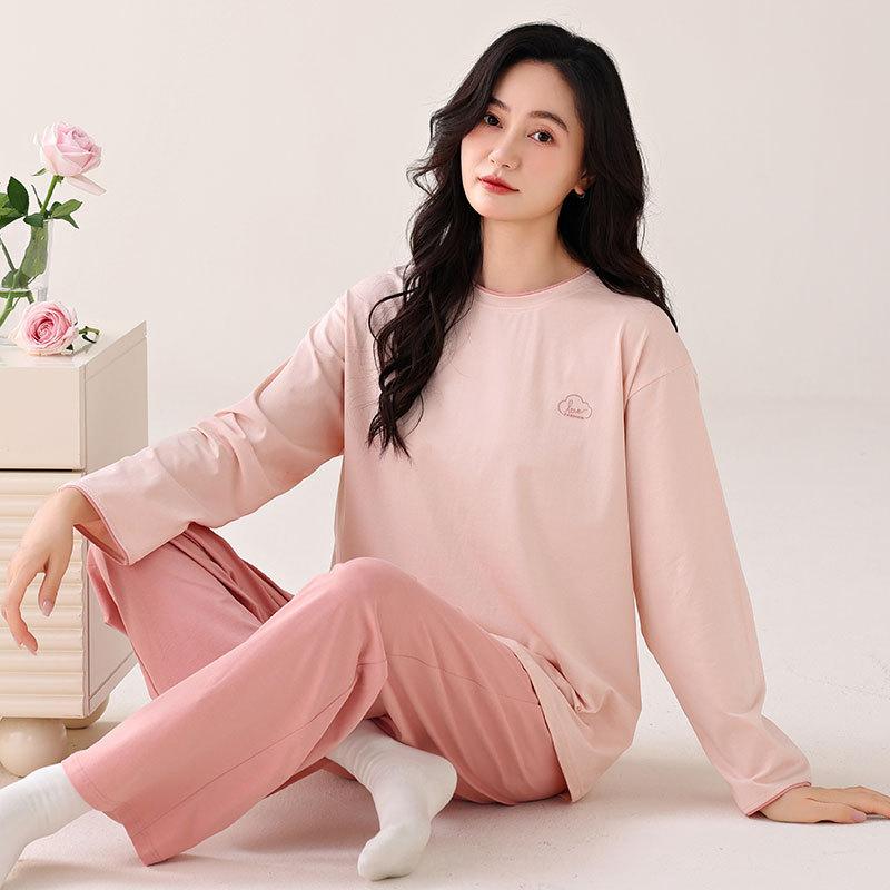 Pyjamas mit integrierten Brustpolstern Reine Baumwolle Langärmelig Damen Freizeit-Loungewear Damenmodelle