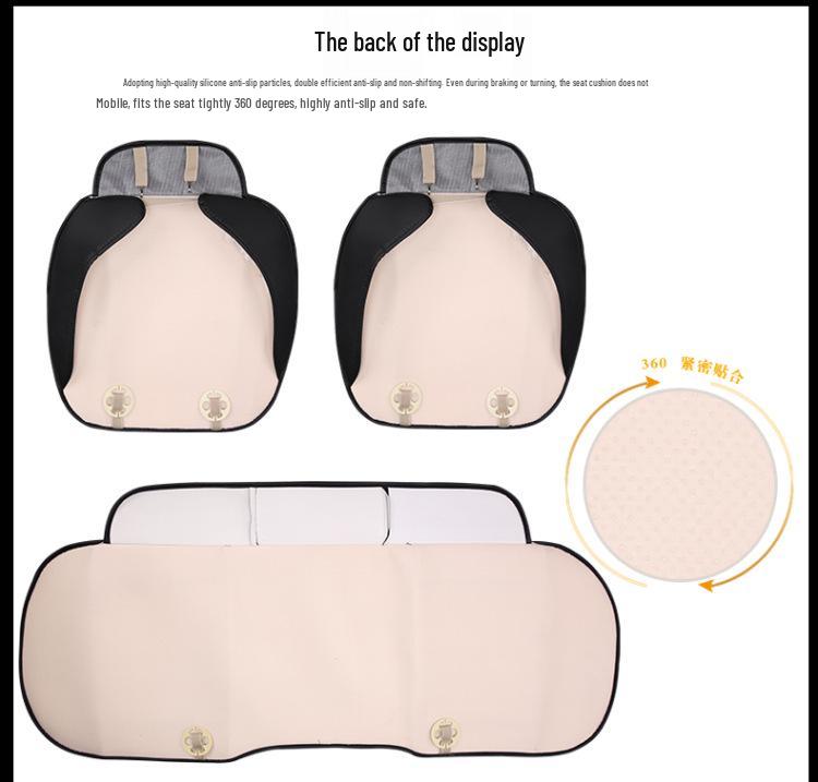 Universal Color Block Car Seat Cushion Set - Full Coverage, Non-Slip, No Backrest, Fashionable, Four Seasons, Three Pieces.