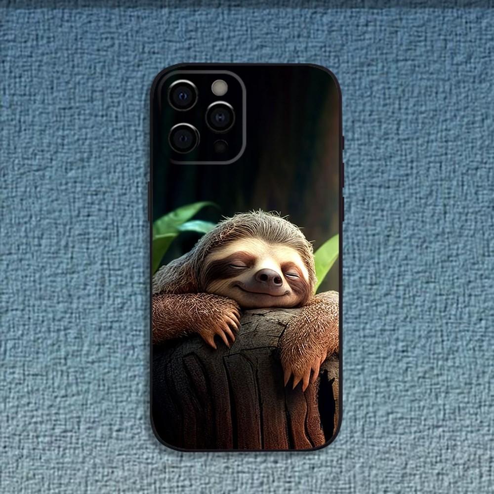 

Animal Cute Sloth Phone Case For iPhone 16,15,14,13,12,11,Pro,X,XS,Max,XR,Plus,Mini Soft Black Cover iPhone13mini