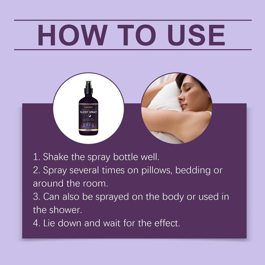 Lavender Deep Sleep Pillow Spray 100ml Relieve Stress Anxiety Help Sleep Fresh Spray