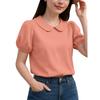 ZANZEA Women Casual Doll Collar Solid Color Short Sleeve Blouse
