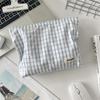 Fashion Fresh Striped Plaid Cosmetic Bag Korean Simple Bow Embroidered Makeup Bag Storage Bag Toiletry Storage Pouch