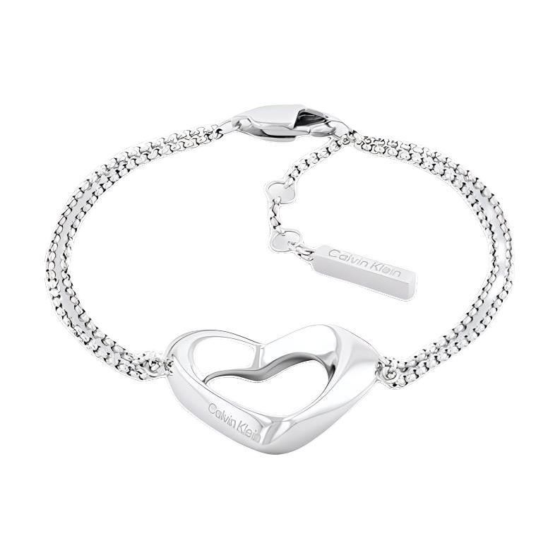 Calvin Klein Hollow Heart Design Stainless Steel Bracelet Women bracelets Silver 35000758-1