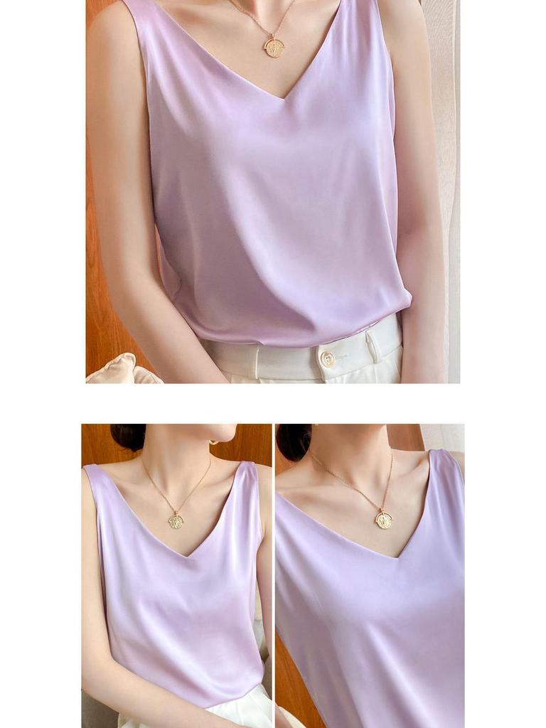Plus Size Satin Acetate Silk Camisole for Women - Versatile Base Layer or Outerwear