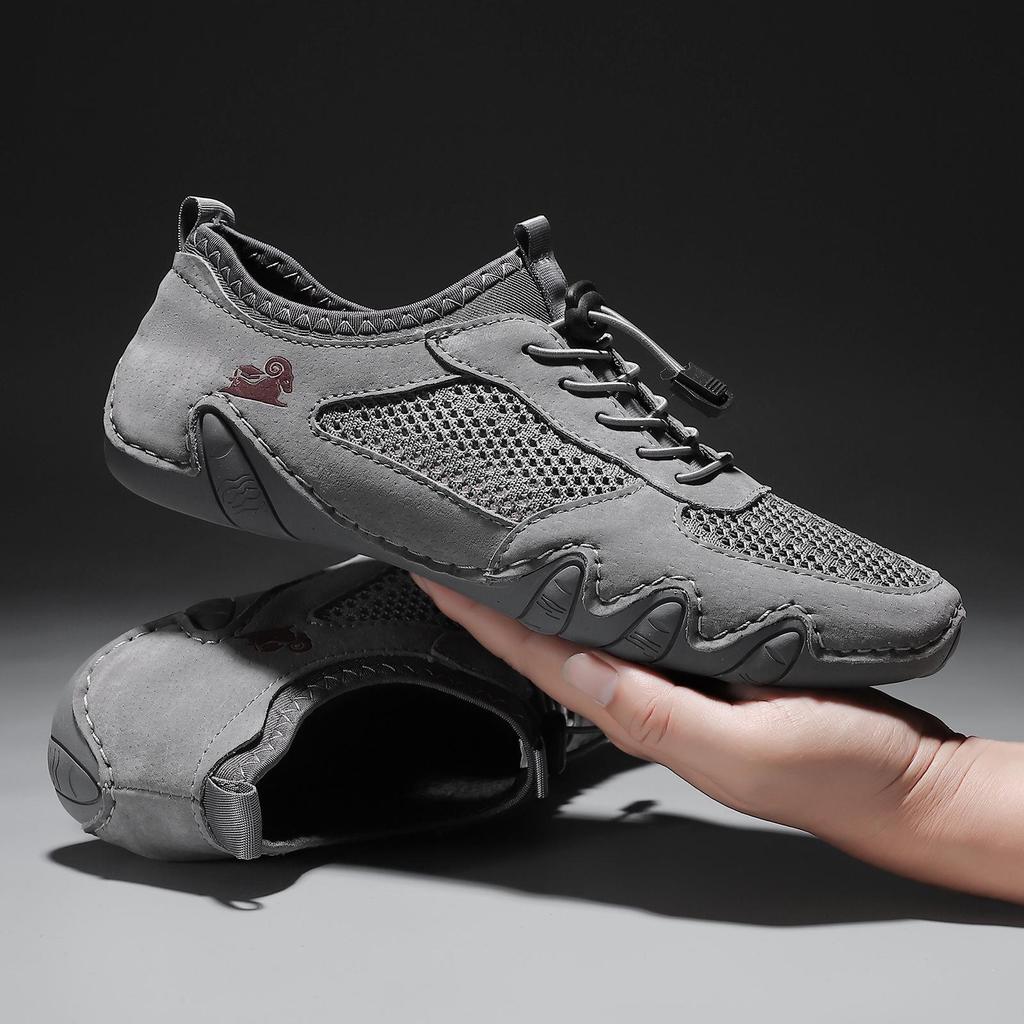 Men's Summer Mesh Leather Casual Sports Shoes - Octopus Lazy Design, Large Size