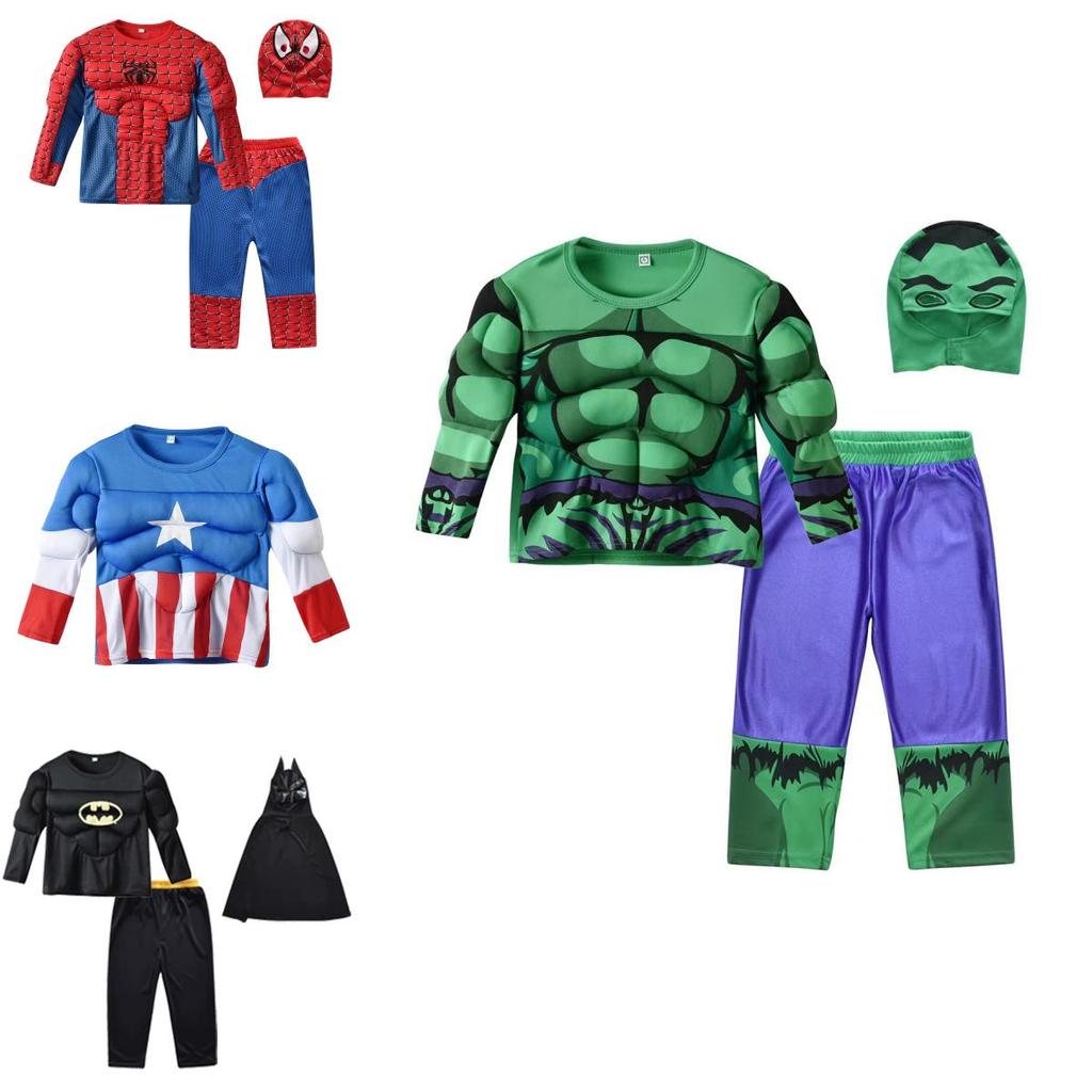 Spider Man Captain America Hulk Batman Superman Kinderen Cosplay Kostuum Set Met Polyester En Spandex Voor Halloween En Podiumshows