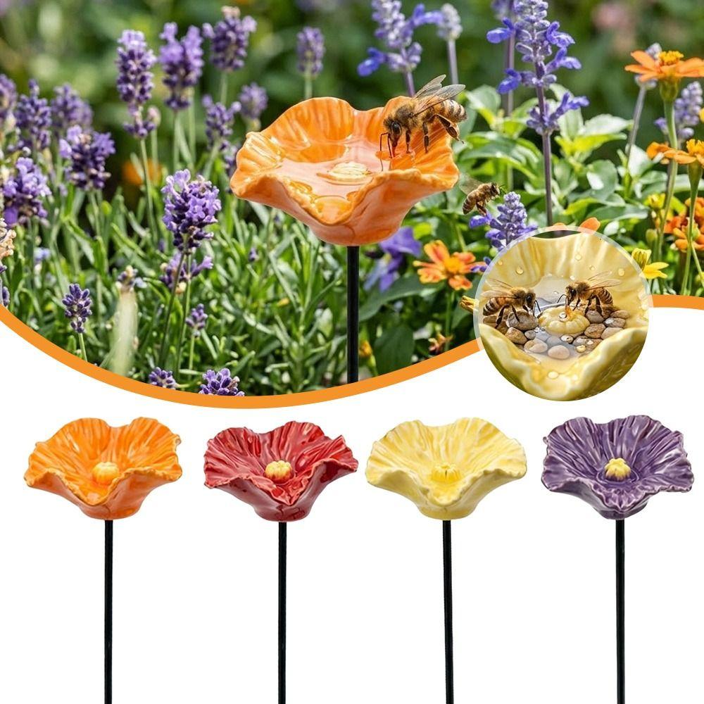 Kreativer tragbarer Bienenwasserspender Harzblume Trinkbrunnenhalter Bienenbewässerungsstation Vogelbadständer Haushalt