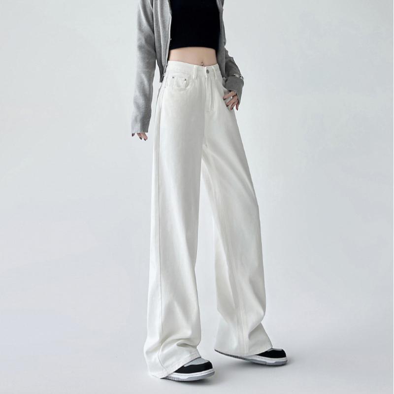 High Waist Wide Leg Denim Pants Women's Spring 2025 New Style Slimming Drapey Loose Floor-Length Narrow Straight Cut Trousers