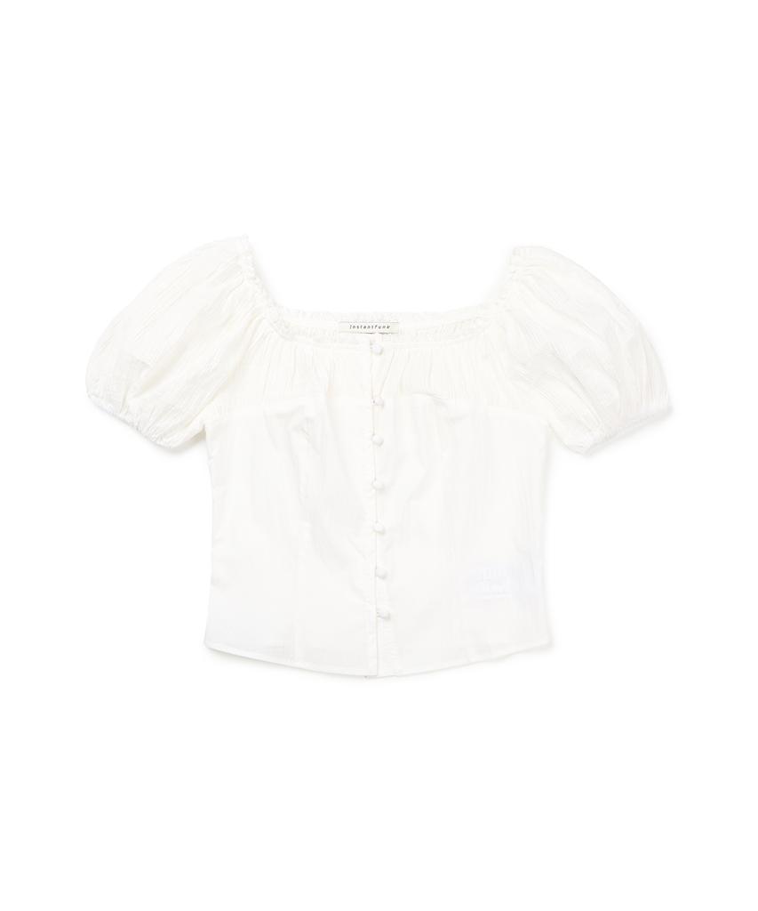 INSTANTFUNK Shirred Puff Blouse - White