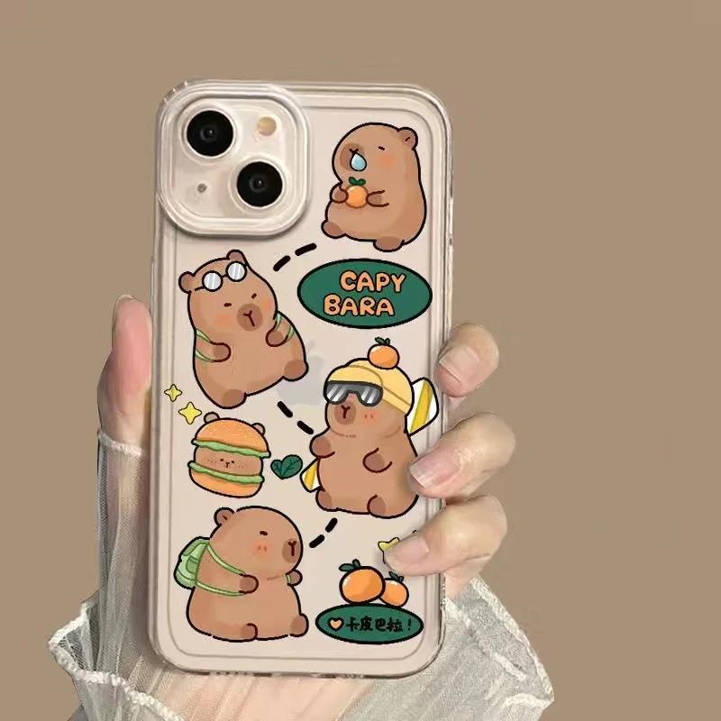 Cute Capybara Phone Case For IPhone 16 15 14 13 12 11 Pro Max X XS XR 7 8 Plus SE Fundas Funny Animals Transparent Soft Cover