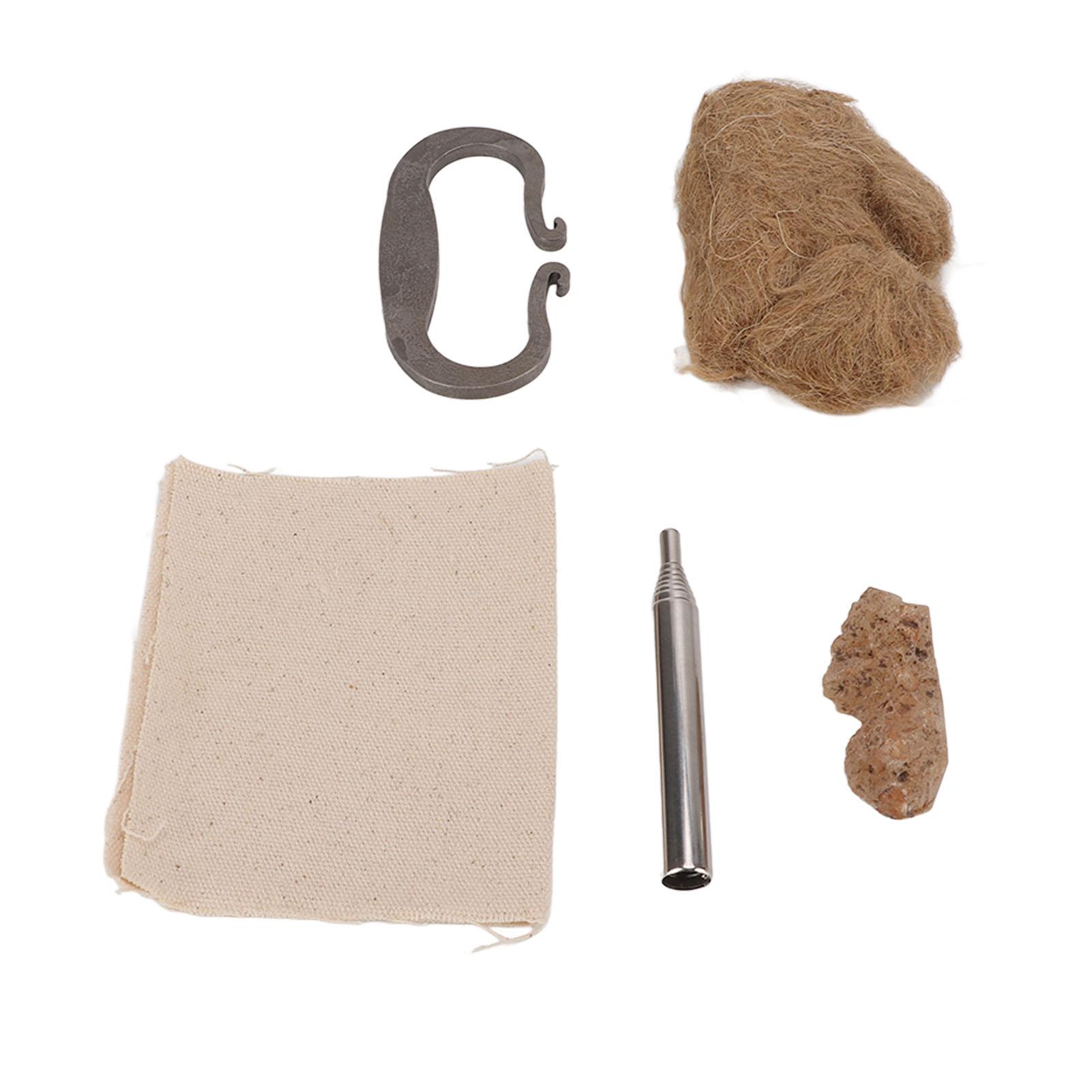 

Flint and Steel Fire Start Tools Fire Sickle Cotton Rope Set Interesting Original Fire Tools for Outside Camping