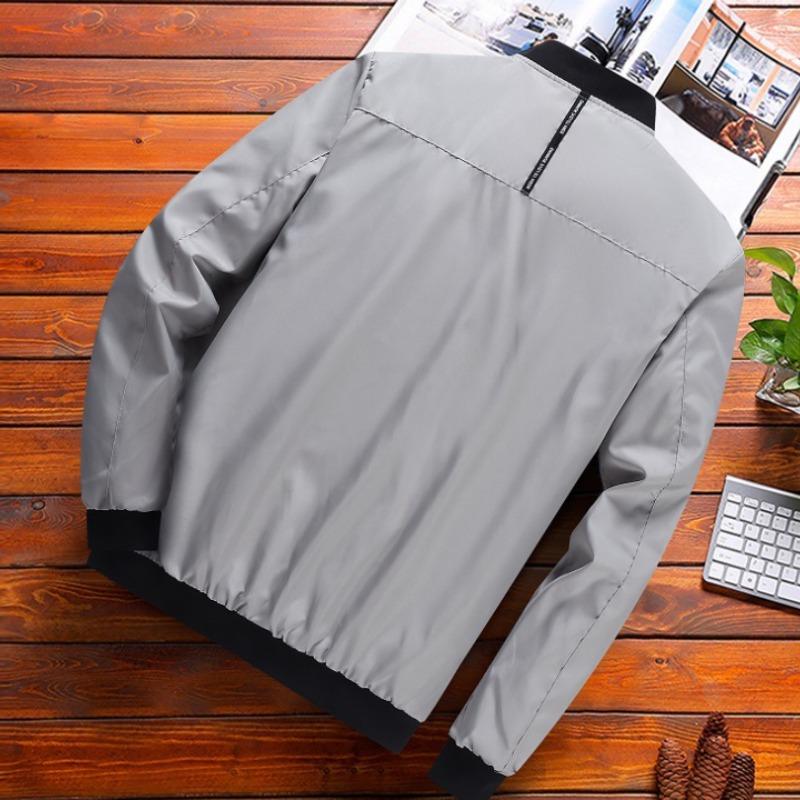 Jarní a podzimní pánská bunda Kabát Jednoduchý Pevný Baseball Zip Zip Kabát Cyklistický kabát