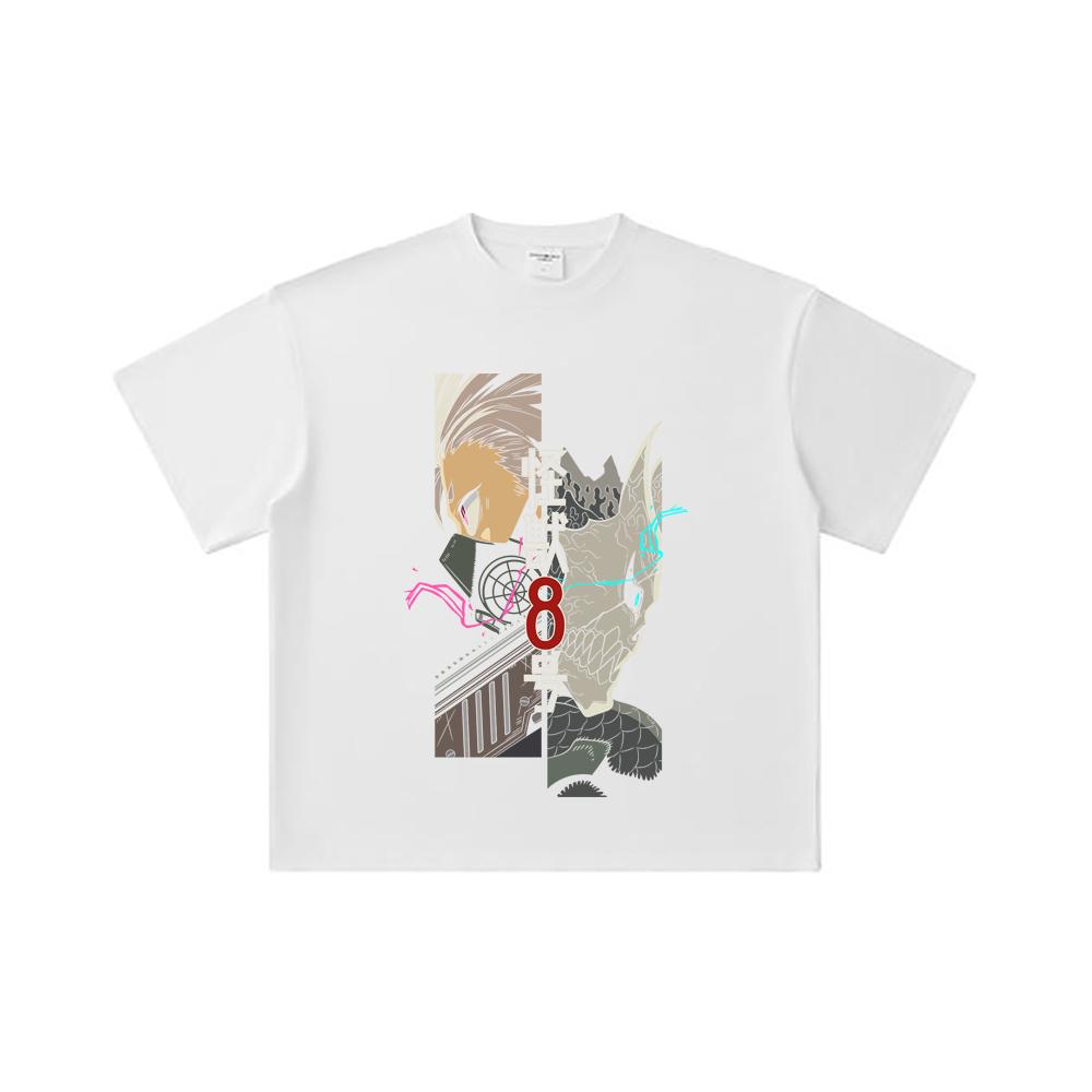 260 GSM Double Yarn 32 Count 100% Cotton Kaiju No 8 V17 Print Unisex Heavy Cotton T Shirt