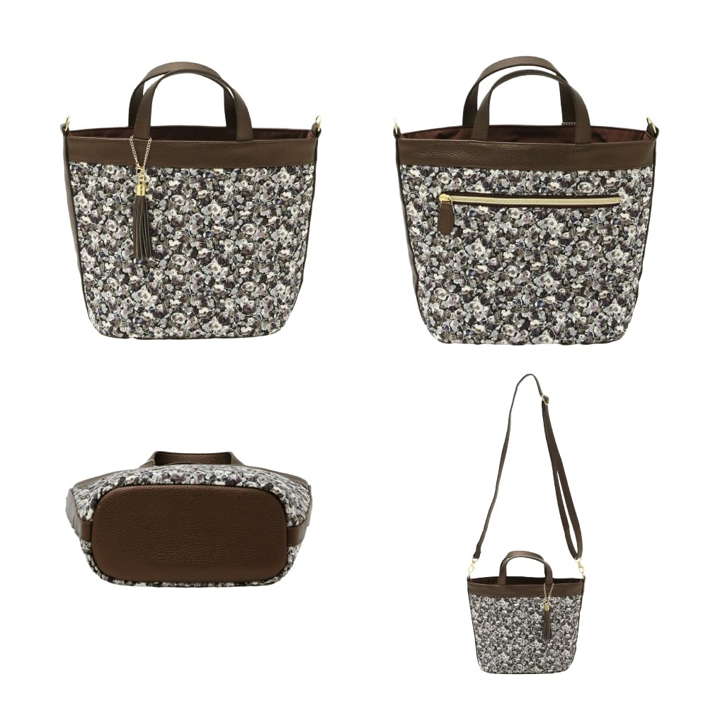 Liberty Print 2-Way Quilted Shoulder Bag, Leila, 18707401, Women's, Gray [E]