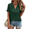 QICED Women's Fashion Casual Solid Color Print Short Sleeve V Neck Blouses & Shirts