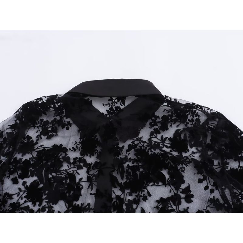 Kaslead New Arrival Women's Fashion Style Stylish Simple and Versatile See-through Loose Long Sleeves Shirt