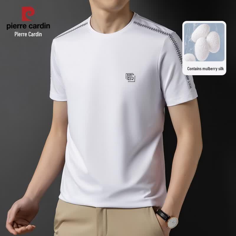 

Pierre Cardin Men s Cool Touch Silk Blend Round Neck T-Shirt 3XL