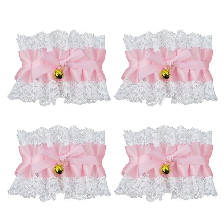 4Pcs Feminine Lace Bows Bells Wrist Jewelry Convertible To Anklet Fashion Accessory For Casual Or Prom Occasion