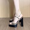 Thick heel high heels female royal sister sexy leopard print shoes sandals wearing slippers sandals