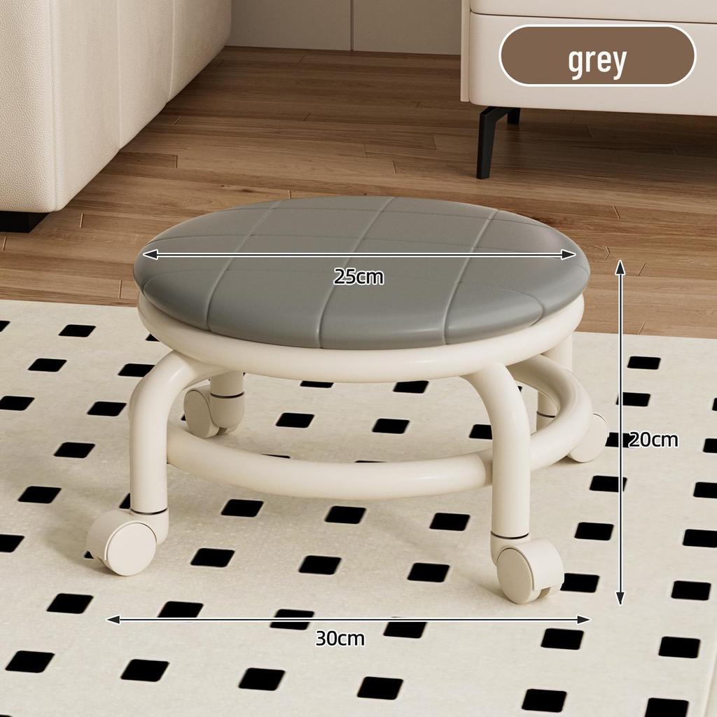Compact Silent Rolling Stool with Lumbar Support and Soft Cushion