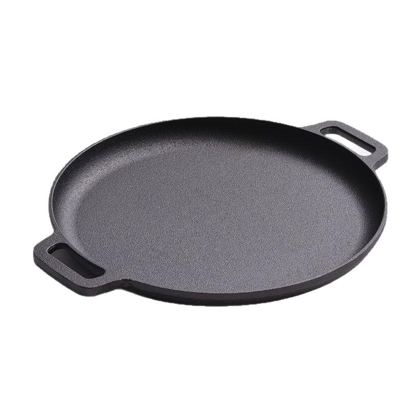 1Pc Thickened Pancake Pan Binaural Cast Iron Pan Uncoated Gripper Pancake Pig Iron Household Pancake Pan Non-stick Pan