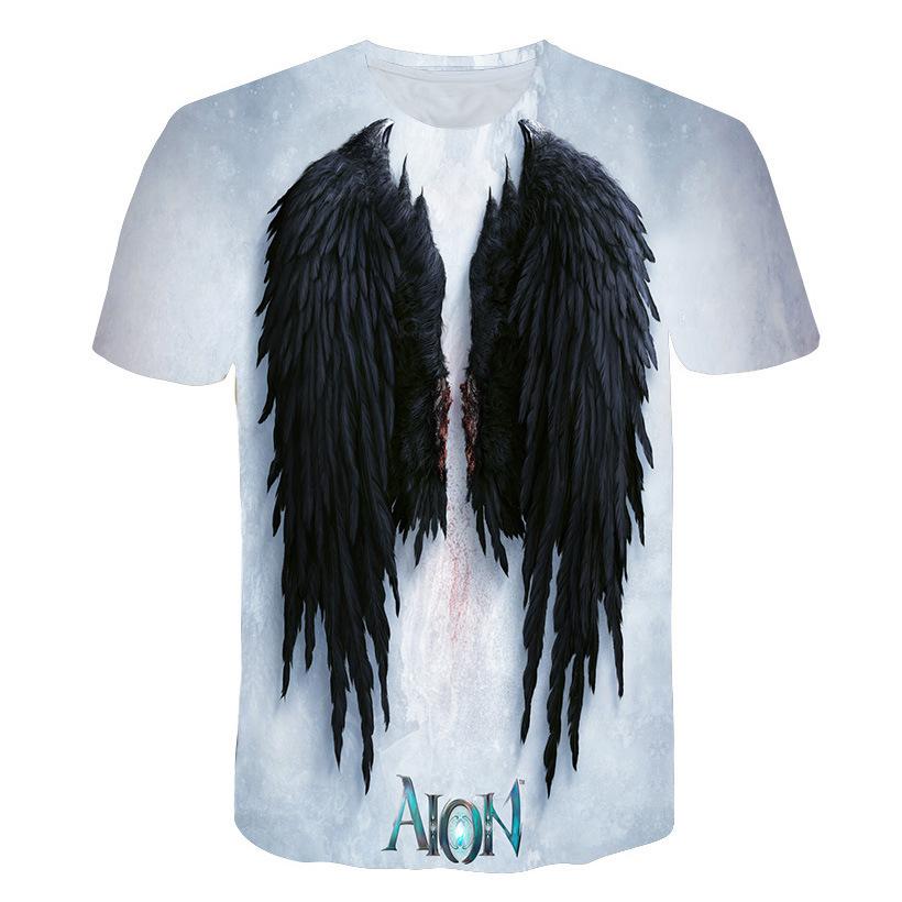 Fashionable Trendy Style Angel Pattern 3D Digital Printed Short Sleeved T-shirt for Men Women Shirt