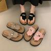 Thick-soled toe slippers for women, summer beach shoes, sandals, soft-soled casual lazy muffin slippers for women