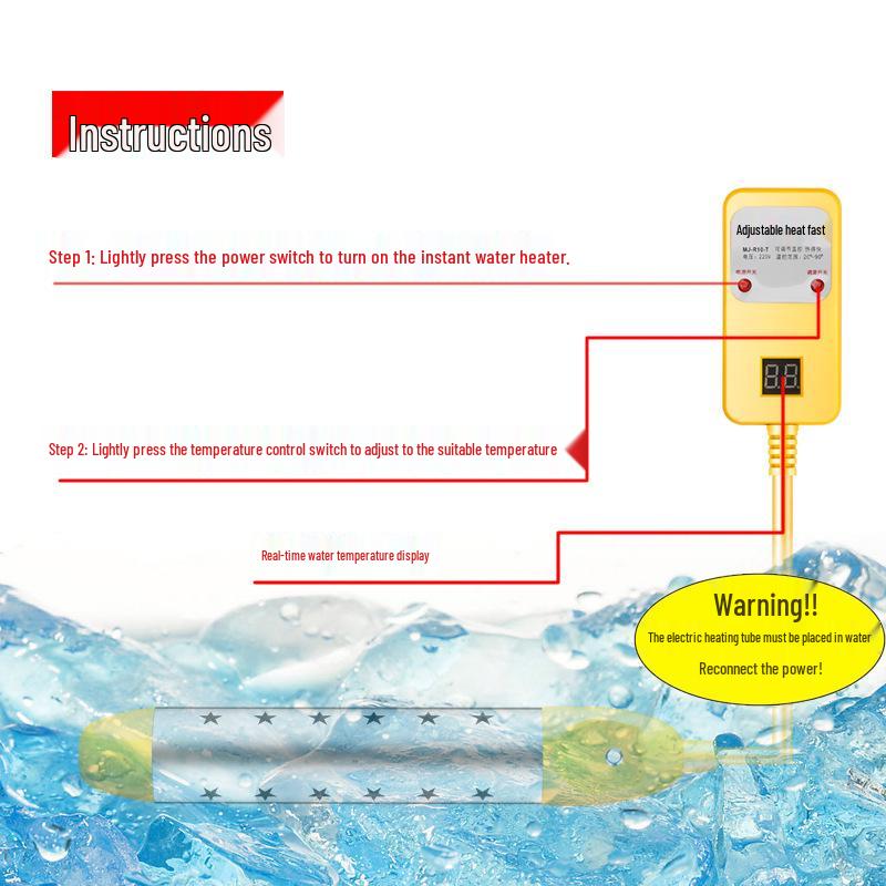 Rapid Heat Water Boiler Stick with Auto Shut-Off - Safe Electric Heater for Bathing and Household Use