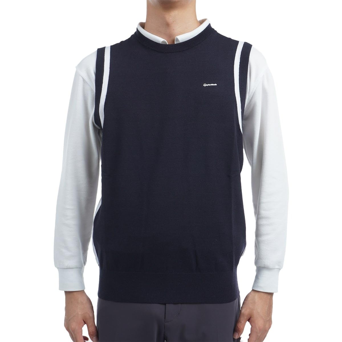 

TaylorMade Crew Neck Sweater Vest, Navy, Size L, Men s, 2024FW UN348