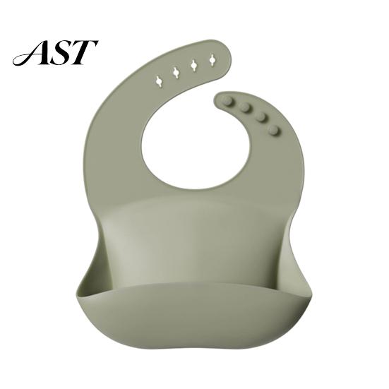 Comfortable Bibs for Sensitive Skin Silicone Baby Bib, Waterproof Soft Adjustable Feeding Durable Large Pocket Catch Food Bib Babies And Toddlers