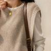 Gilet da Donna Lavorato a Maglia Oversize Canottiera Senza Maniche Top Maglione Largo Gilet Monocolore Casual Scollo Tondo