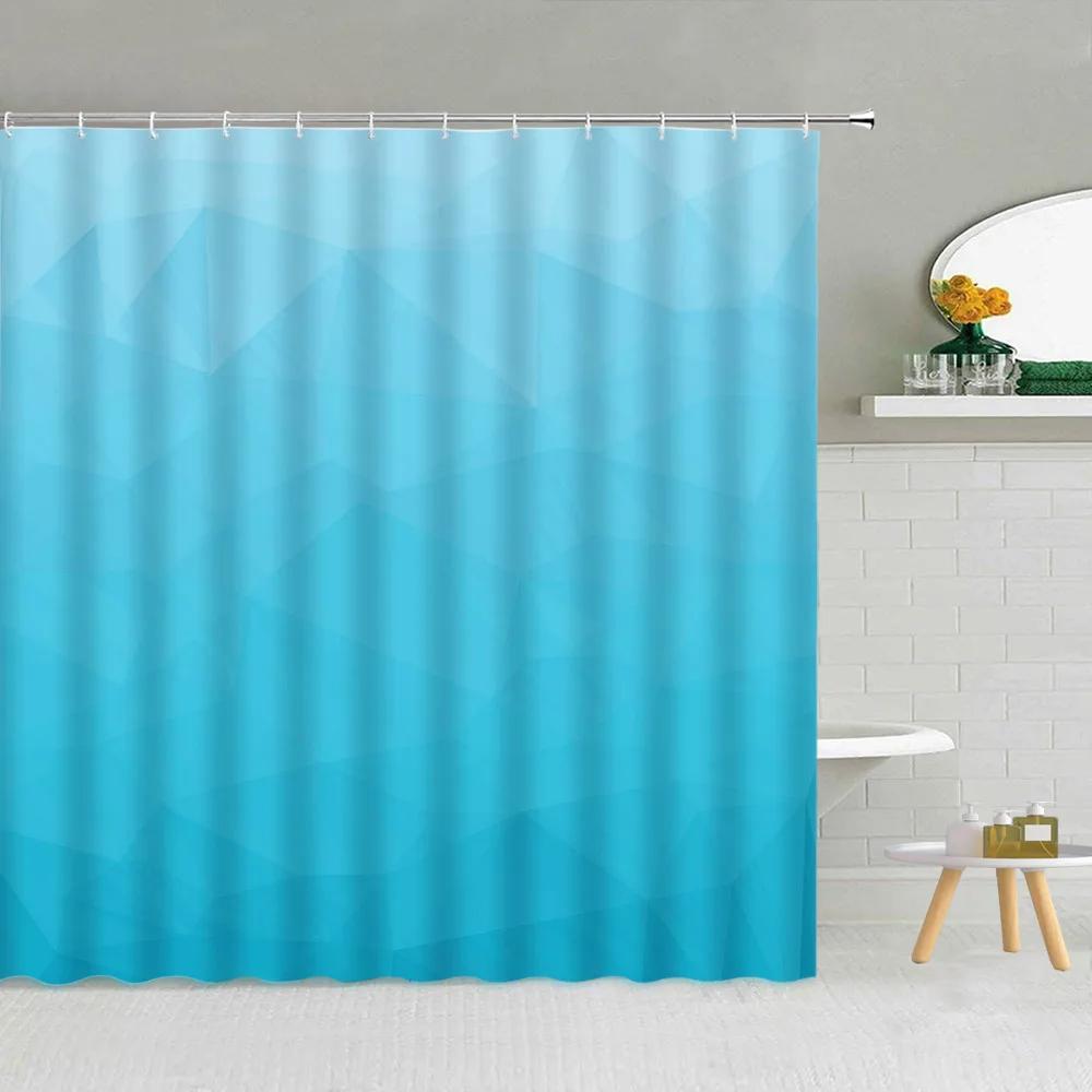 Geometric Shower Curtain, Gradient Colour Rhombus Bright Mid Century Modern Abstract Art Navy Blue Purple Bathroom Decorative