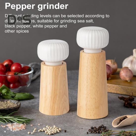 Wooden Pepper Grinder Manual Salt And Pepper Mill Adjustable Coarse-grained Grinder Refillable Salt Mill with Ceramic Lid for Salt Pepper