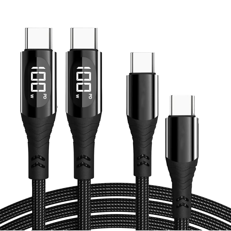 

Продукт без торговой марки Полный комплект кабеля Kawa Select USB Type-C 100 Вт/5 А 1,2 м + 2 м [Проверено в Японии] Белый дисплей с отображением мощности Оснащен электронным маркером