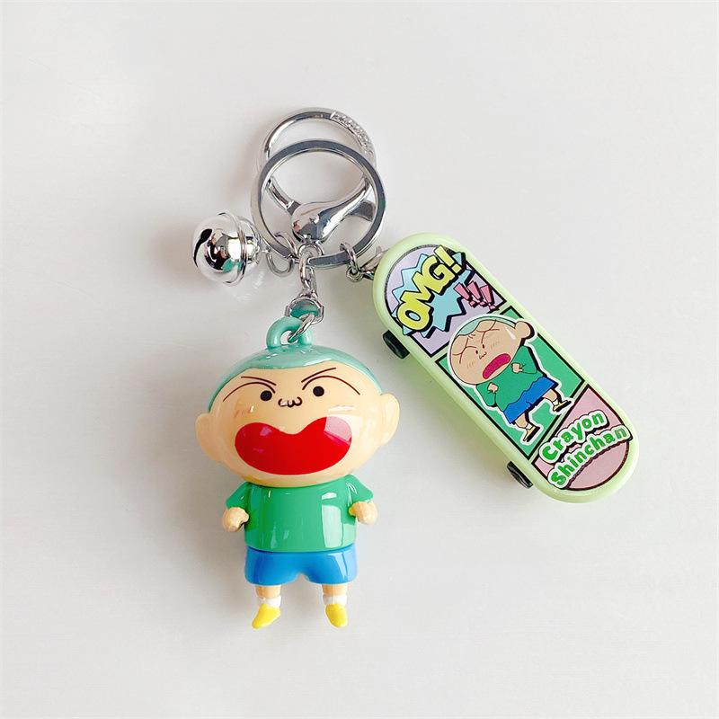 New Style Anime Crayon Shinchan Keychain Kawaii Girl Skateboard Shin-Chan Unzip Toy Decorate Bag Charms Portable Gift