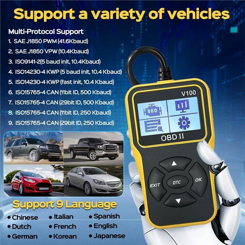 Ferramenta de Diagnóstico Scanner Automotivo OBD2 Leitor de Código de Motor Aprimorado Com Funcionalidade de Reset Para Diagnósticos Eficientes de Carro