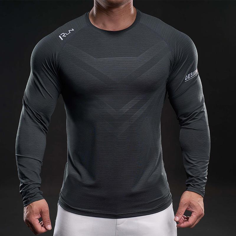 New Spring Long-sleeved T-shirt Men's Casual Sports Base Shirt Men's Youth Quick-dry Men's T-shirt