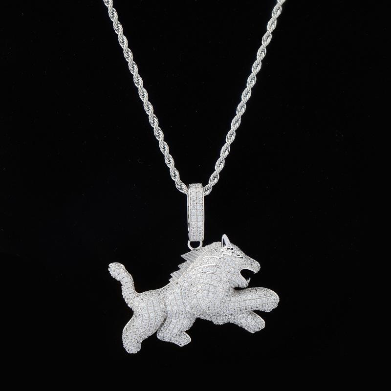 Pendentif Petit Chien Loup Très Vendu en Europe et en Amérique Plein de Zircon Tendance et Personnalisé Collier pour Homme