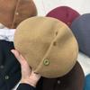 Fashion Buttons Keep Warm and Look Thin Wool Beret Children Autumn and Winter Versatile Internet Celebrity Niche Pumpkin Painter Hat