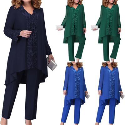 Women's 3-piece Evening Dress Patchwork Embroidered Temperament Commuting Slim Fit Set Cocktail Suit