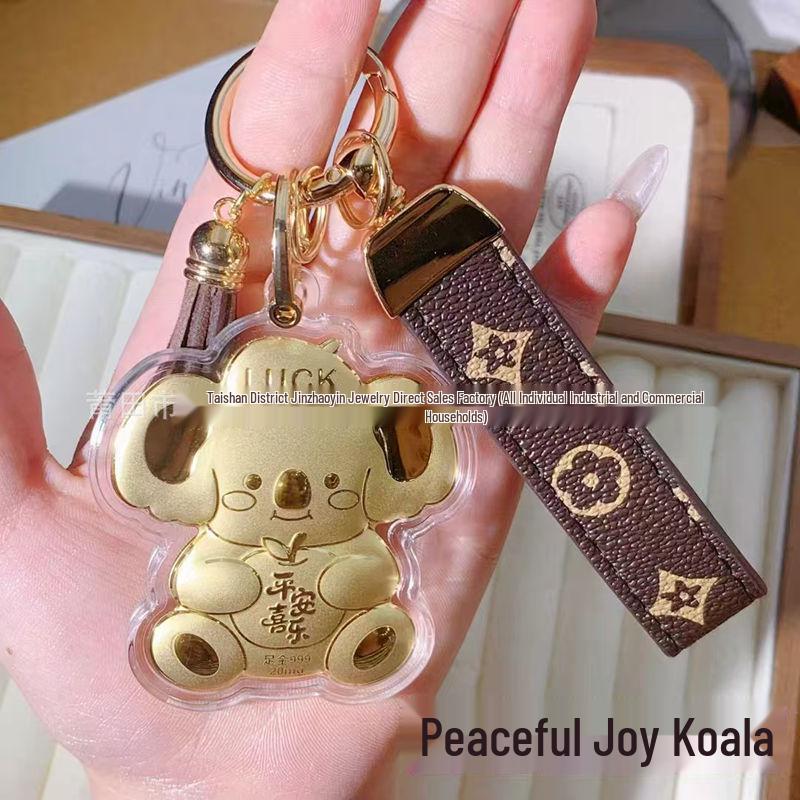 24K Gold Koala Pendant: Peace, Joy & Wealth Keychain Gift