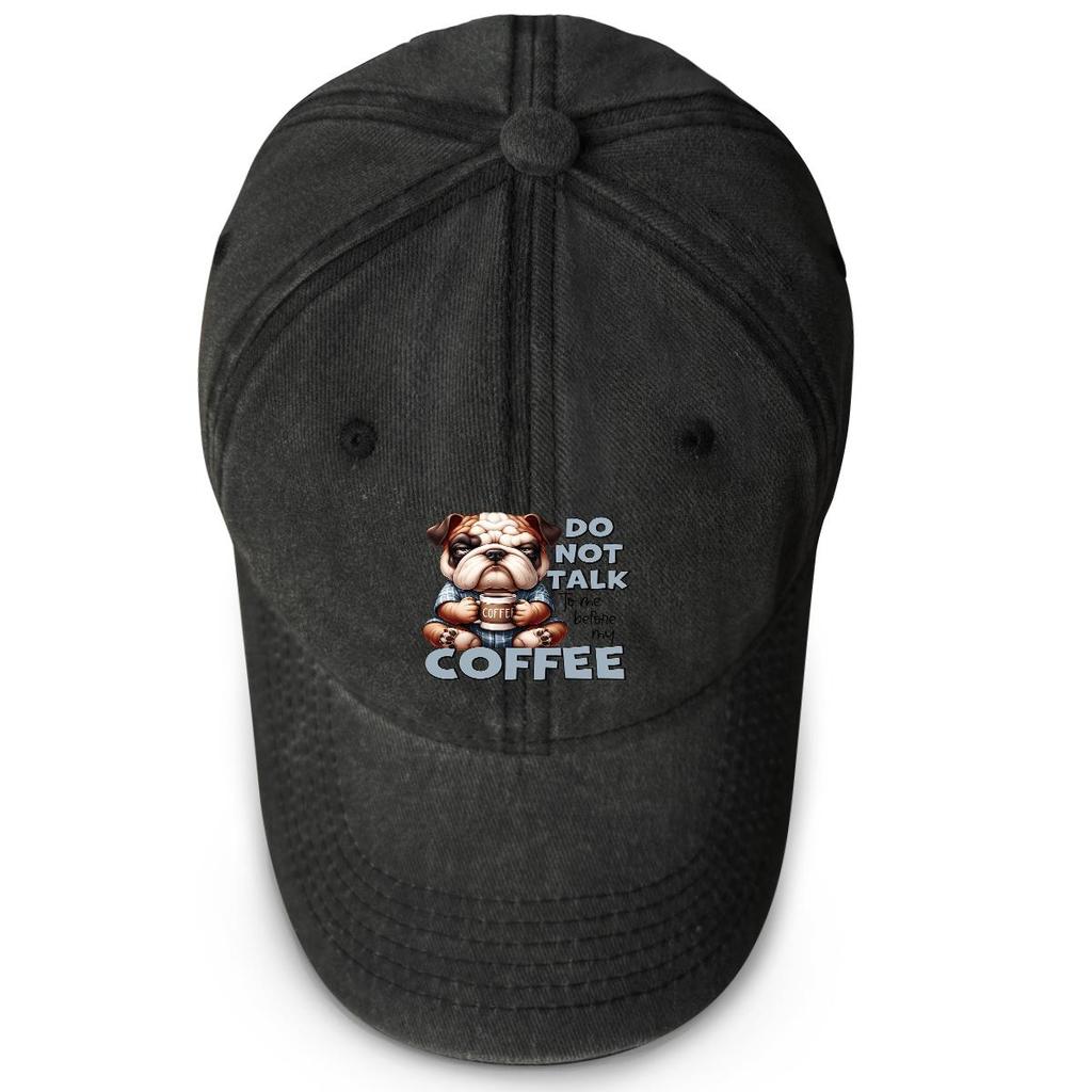 Dog Coffee Print Snapback Baseball Hat, Animal Sports Hat Sun Visor Trendy Curved Brim Cozy Adjustable Sun Hat